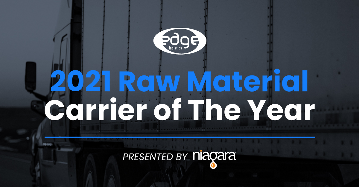 Edge Logistics named Niagara Bottling 2021 Raw Material Carrier of the Year